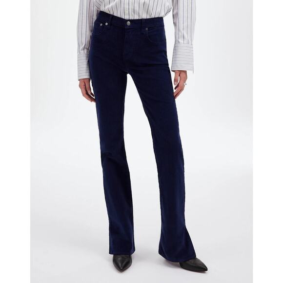Madewell Kick Out Full-Length Pants in Garment Dye Corduroy in True Midnight - Picture 1 of 8